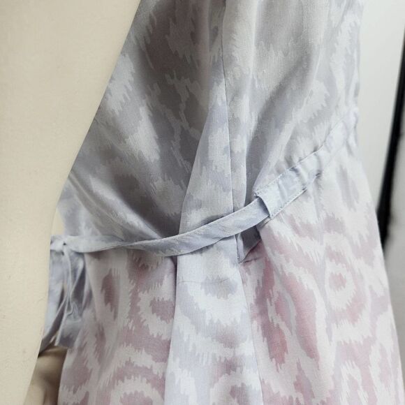 Calvin Klein Pullover Blouse Women's Medium Grey Short Sleeve Smocked Belted - Picture 5 of 10